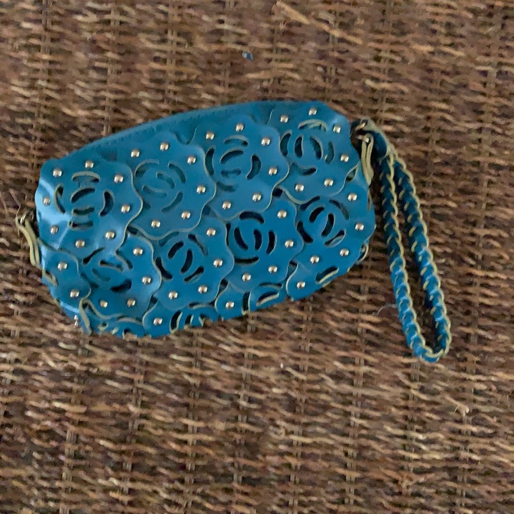 Clutch cute teal and gold- unique